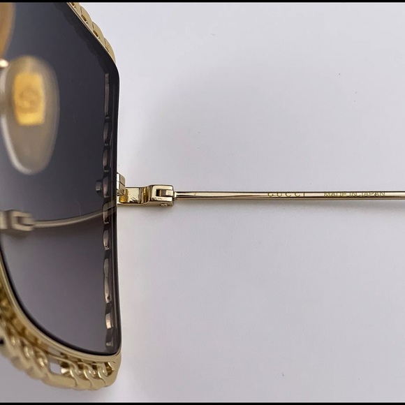 ??NWT GUCCI Authentic Gold & Gray Gradient Rectangle Metal Women Sunglasses main image 5